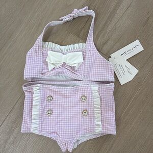 Janie and Jack Pink Gingham Kids Swimsuit